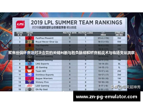 聚焦世俱杯赛场对决走势的关键判断与胜负脉络解析赛前战术与临场变量洞察